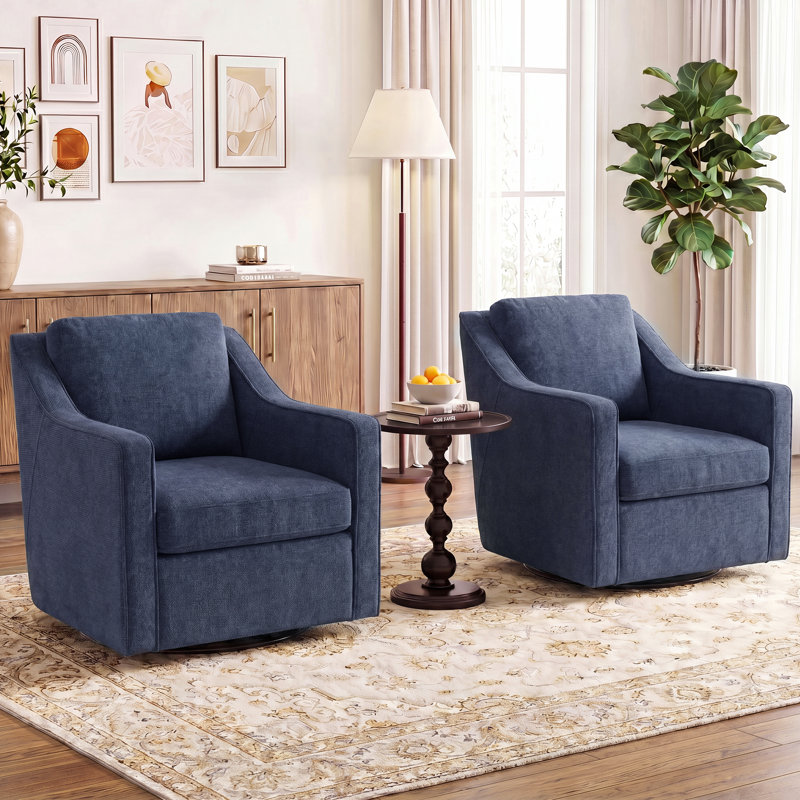 Upholstered Swivel Accent Chair, Blue