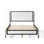 Lit double avec tête de lit en tissu blanc, structure en métal robuste et lattes silencieuses pour un sommeil confortable-2045581886