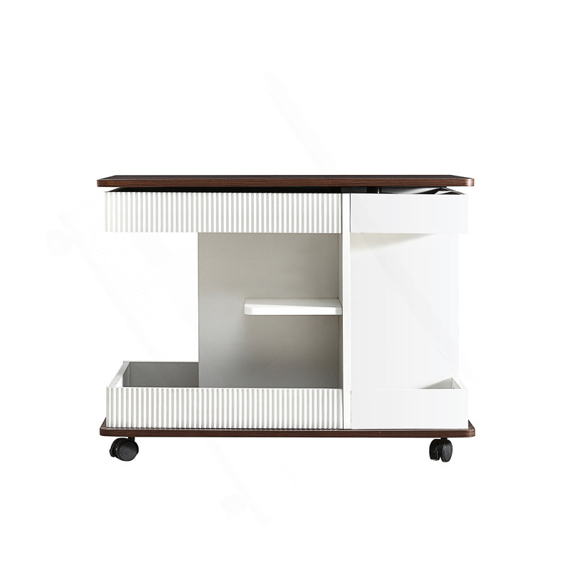 Table de bout réglable avec roulettes, table d'appoint moderne multifonctionnelle avec plateau relevable, plateau tournant à 360 ° et espace de rangement pour le salon, petit espace