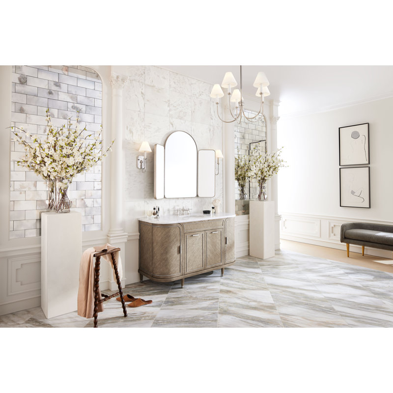 Rosebrook 35.75" Single Bathroom Vanity Base Only, Gray Oak/Brushed Pewter