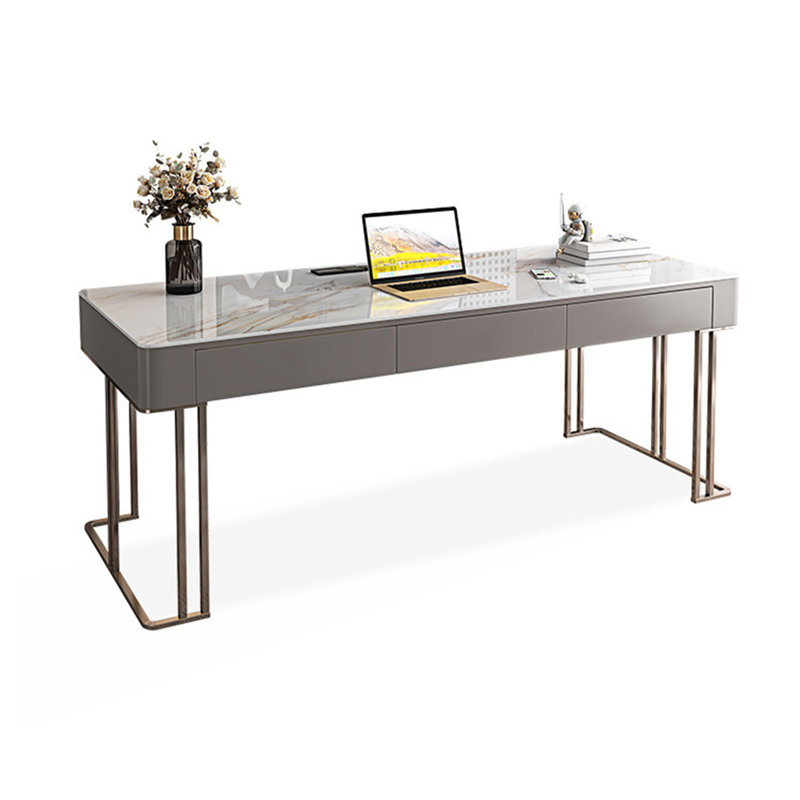 Luxury Sintered Stone Tabletop Office Desk with Metal Base, 29.53" H x 62.99" W x 27.56" D