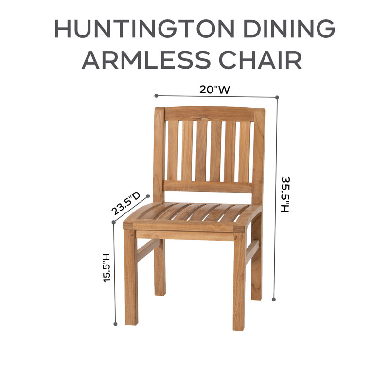 Huntington 5pc Teak Outdoor Dining Set with Sunbrella Cushion, Granite Sunbrella®