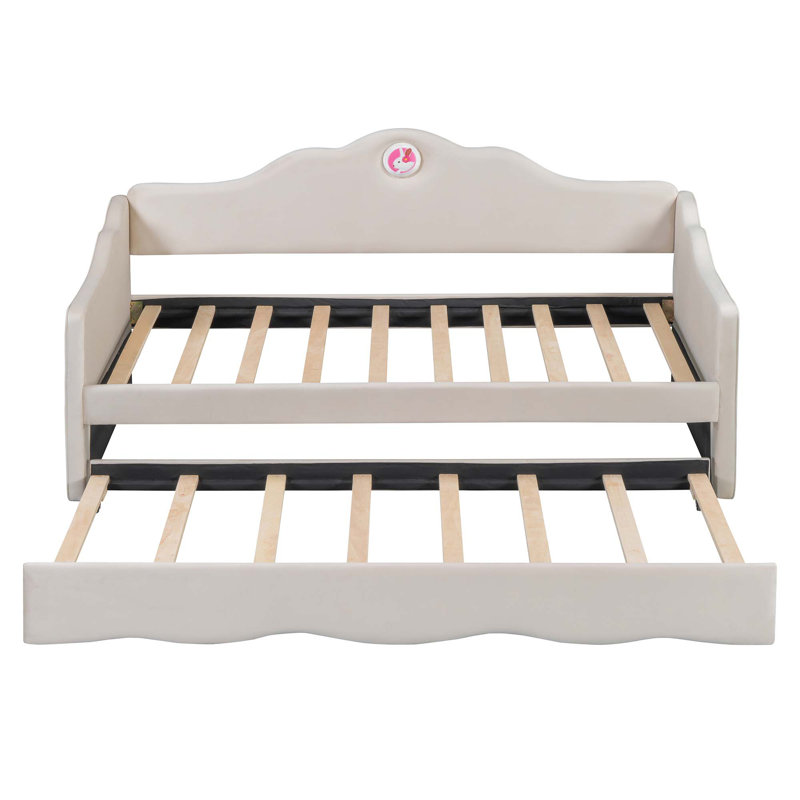 Lit de jour rembourré avec couchette, Beige