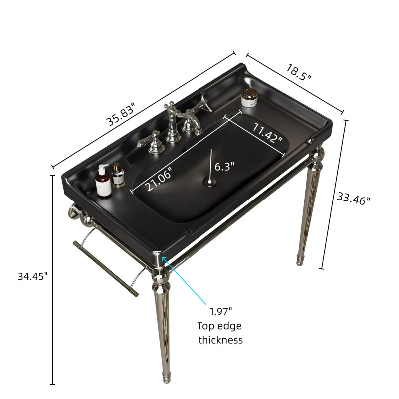 Luxurious Bathroom Console Sink With Premium Ceramic Basin And Stylish Stainless Steel Legs