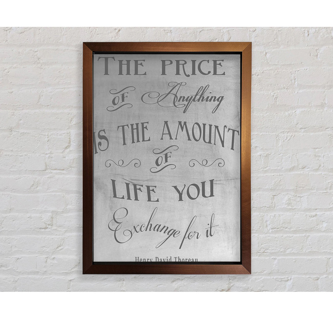 Roachdale Famous Quote Henry David Thoreau The Price Of Anything Lilac Framed Print Wall Art