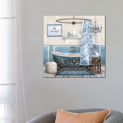 Blue Bath Retreat II by Conrad Knutsen - Wrapped Canvas Painting