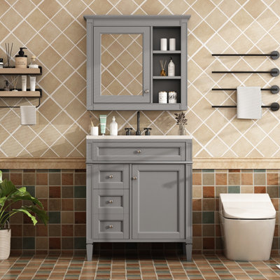 Meuble-lavabo de salle de bain moderne 30 po avec lavabo supérieur