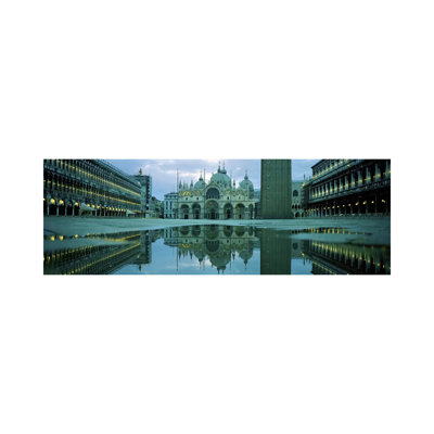 Reflection Of A Cathedral On Water, St. Mark's Cathedral, St. Mark's Square - Wrapped Canvas Panoramic Print