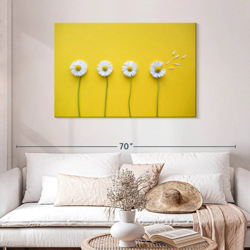 Harnek Four White Daisies, 30" H x 45" W