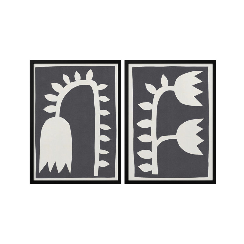 "Black Tulips", ensemble de deux reproductions d'art encadrées, Noir, H 14 po x l 20 po
