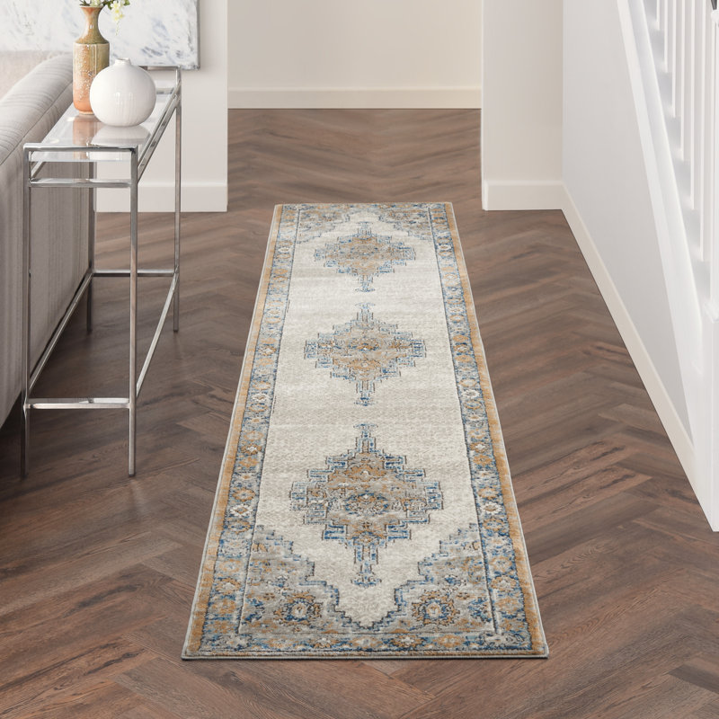 Tapis beige contemporain contemporain, Tapis de couloir 2 pi 2 po x 10 pi