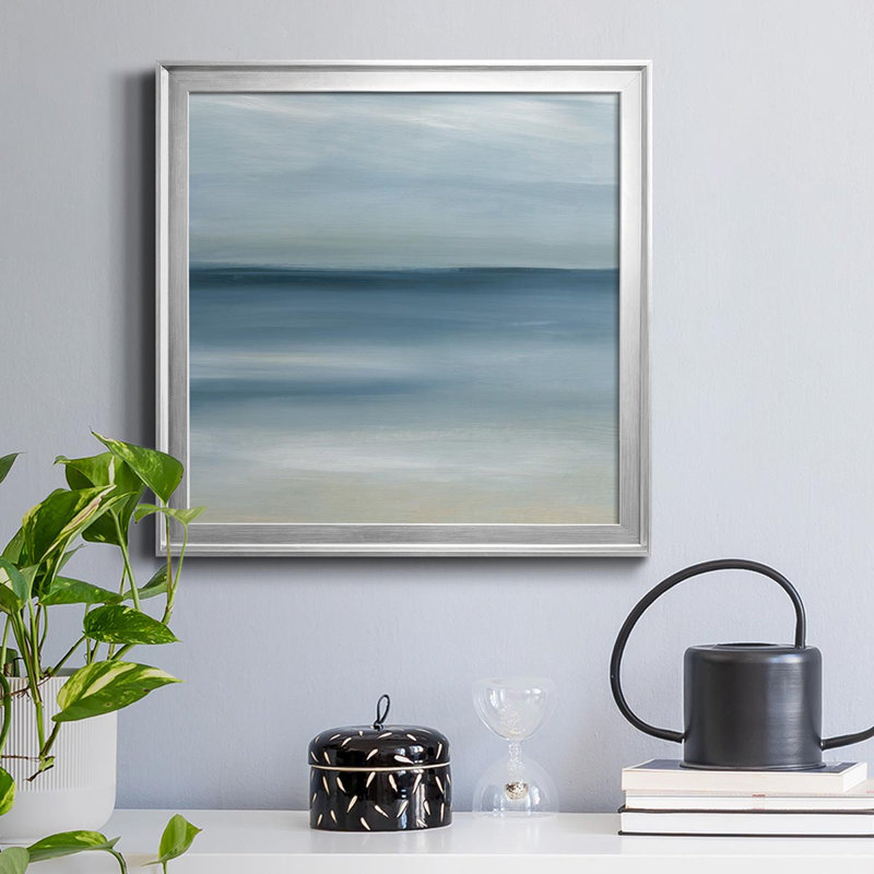 Calm Seas - Peinture sur toile encadrée, Argent, H 30,5 po x l 30,5 po x P 1,5 po