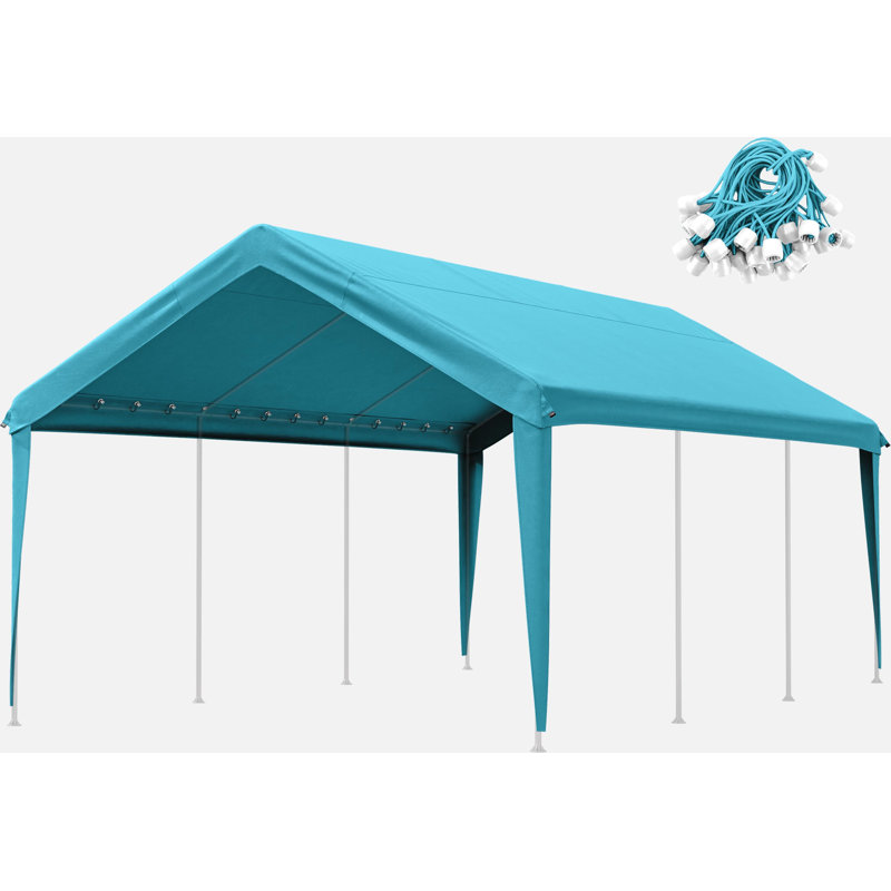 Carport Canopy Replacement Cover With Ball Bungees (Frame Is Not Included), Lake Blue, 112.8" H x 120" W x 240" D