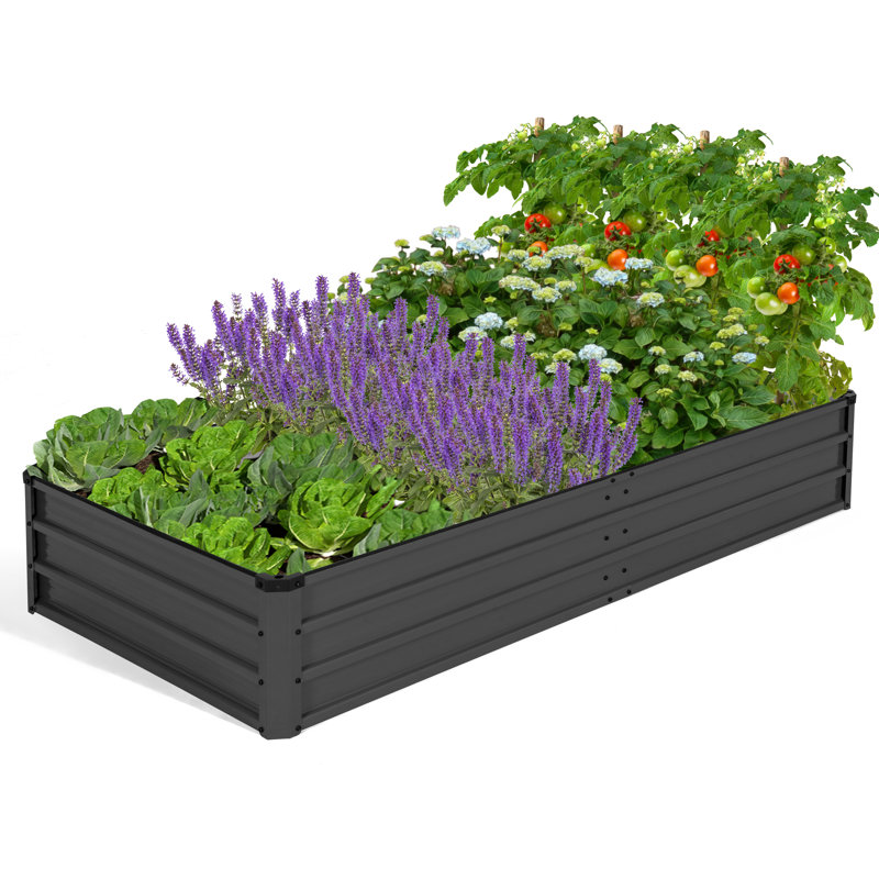 Boîte à fleurs rectangulaire surélevée pour jardin 1 x 3 x 6 pi, gris foncé, 13.8" H x 35.4" W x 70.9" D 