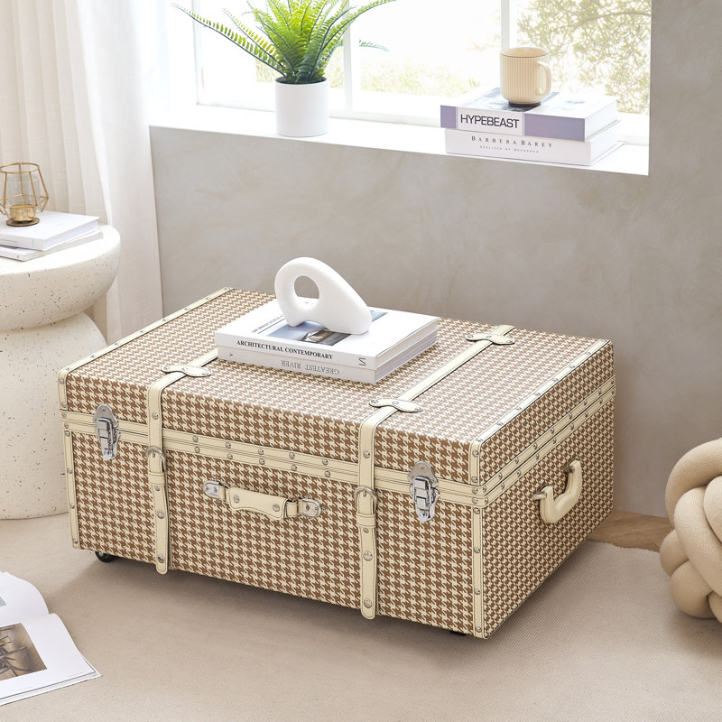 Texture Brand Trunk - Burnt Orange Houndstooth, Light Brown