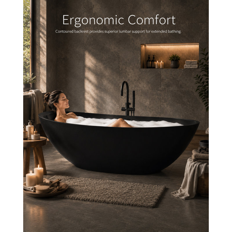 74.8'' L Soaking Bathtub, Black