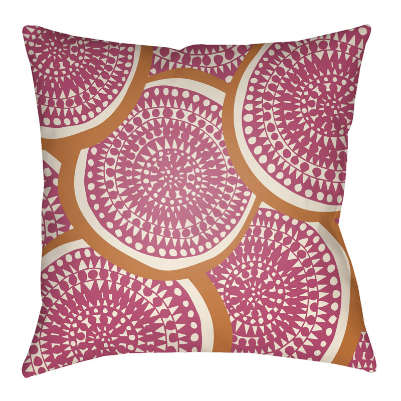 Litchfield Summerville Geometric Outdoor Reversible Throw Pillow, 26" H x 26" W 1" D, Aqua/Ivory