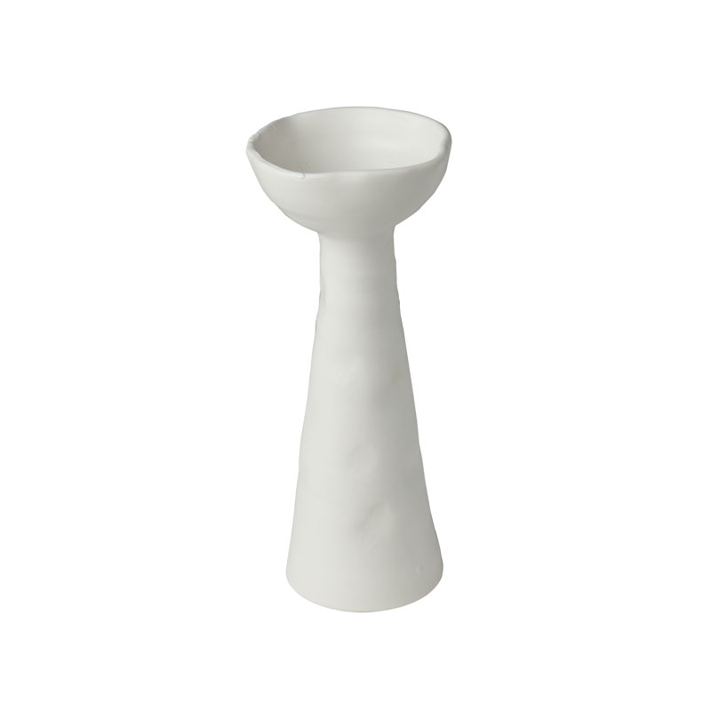 Laguna Candlestick, Small, 14" H x 8"  x 8" D, Matte White