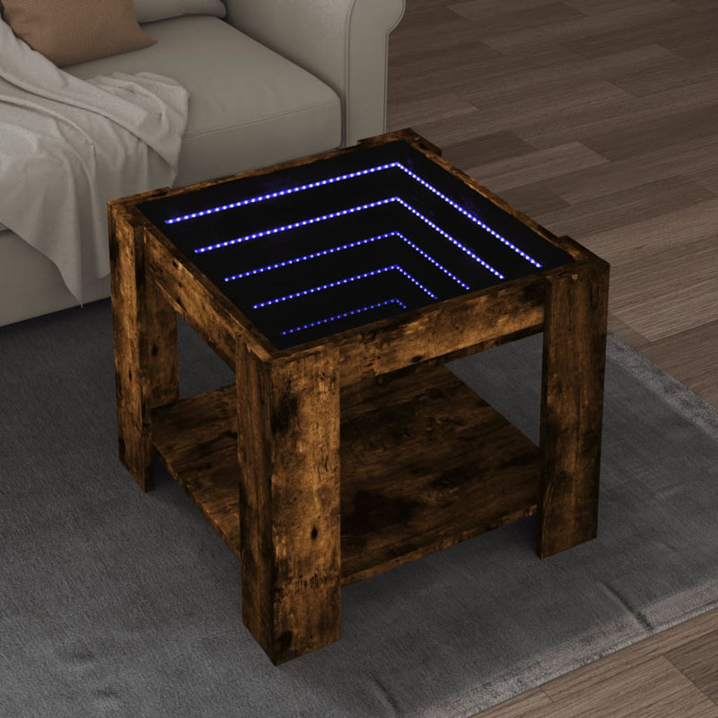 Damontray Coffee Table with Storage, Smoked Oak