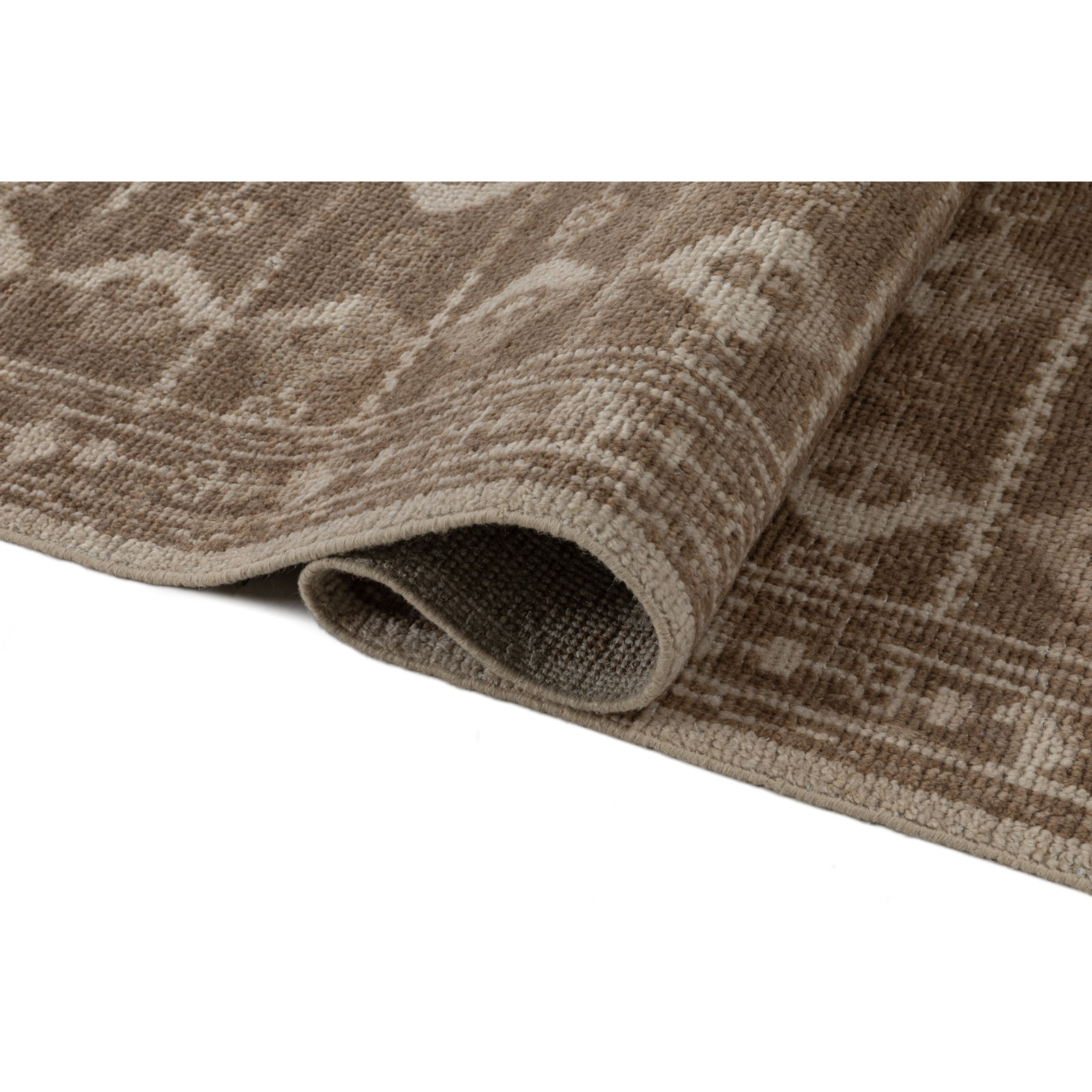 Villa Hand Knotted Wool Indoor Rug, Brown, 2'6x8'