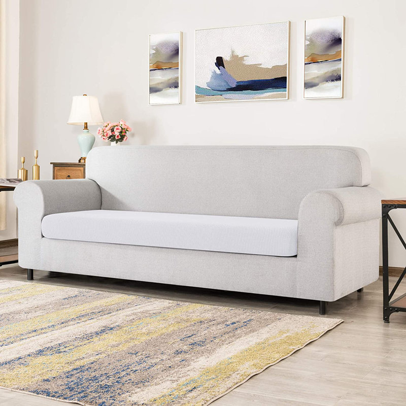 Housse pour canapé à coussins carrés / rectangulaires Dlerfeut, Blanc, 9" H x 50" W x 27.5" D