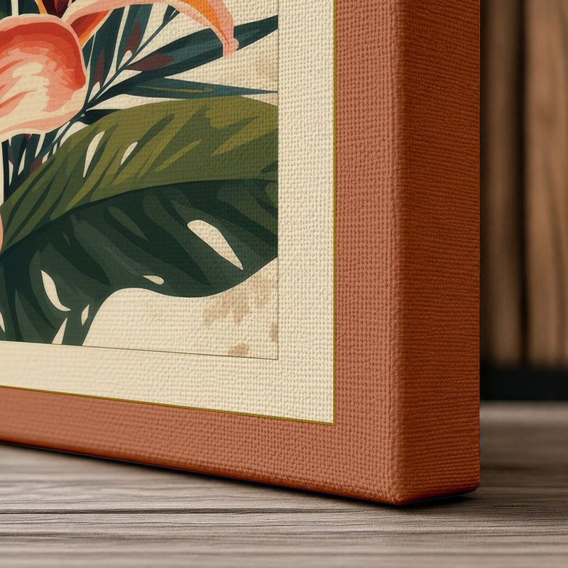 Flowering Plant Study Botanical - Wrapped Canvas, 18x12 - 45.7 x 30.5 cm, Terracotta Border