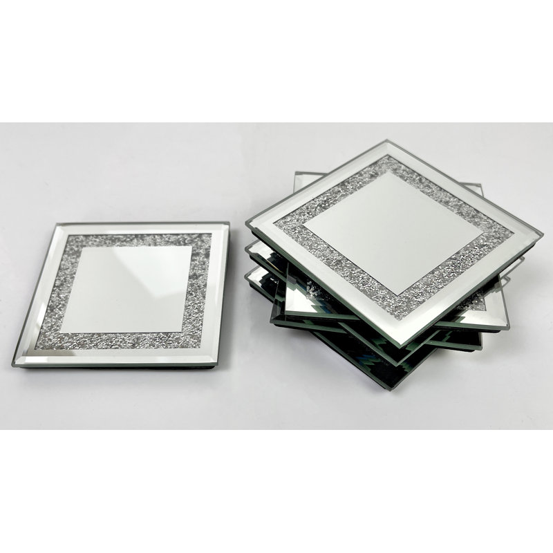Glass Square 6 Piece Coaster Set