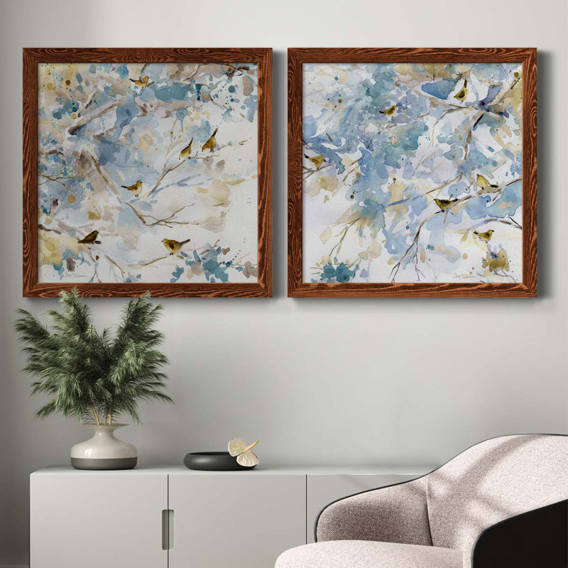 «Topaz Spring I», ensemble de 2 peintures sur toiles, H 31,5 po x l 63 po x P 1,5 po, Toile encadrée érable