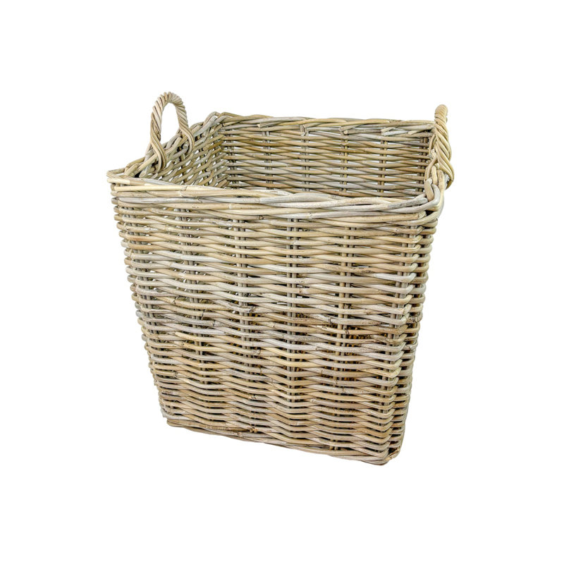 Set Of 2 Grey Square Rattan Baskets