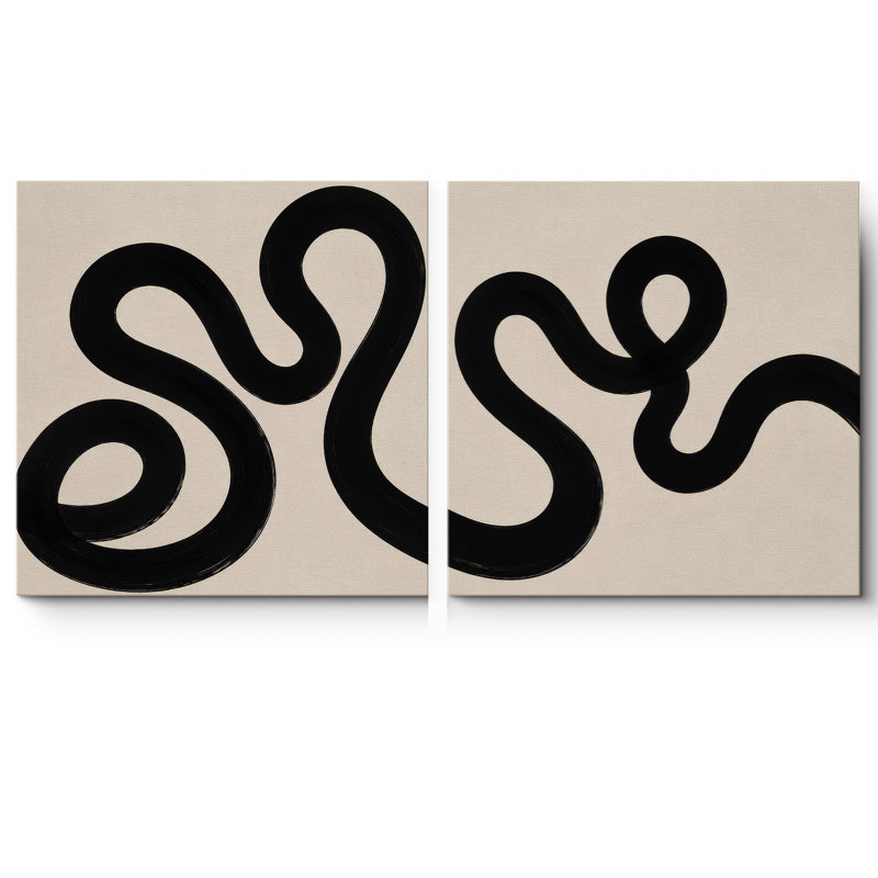 «Minimal Abstract Curved Line Art Neutral Art, Toile tendue, 24" H x 24" W x 1.5" D