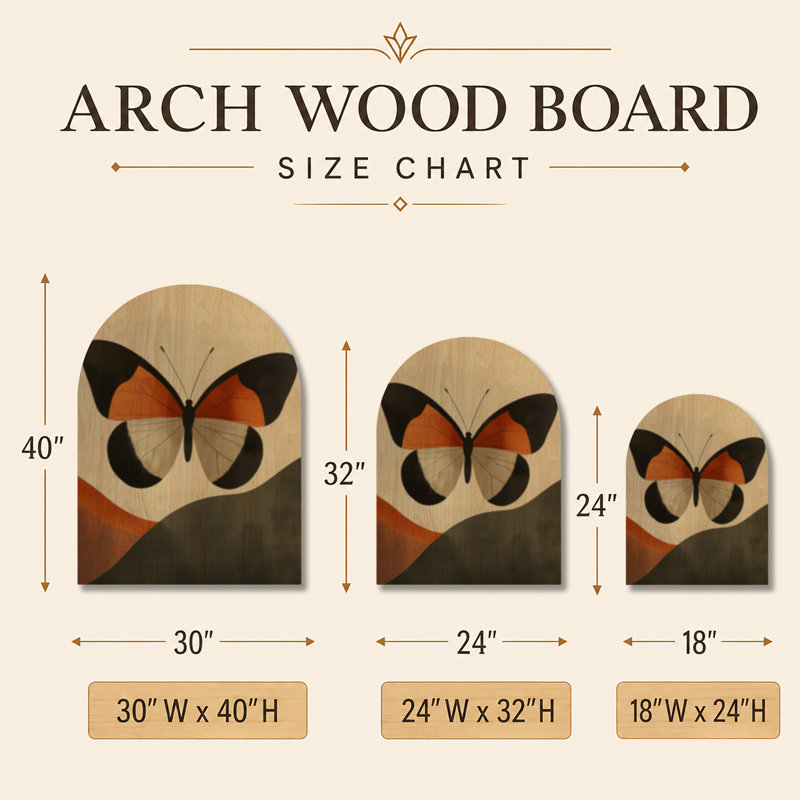 Décoration murale en bois arqué papillons orange de style Mid-Century - Papillons du milieu du siècle, H 40 po x l 30 po