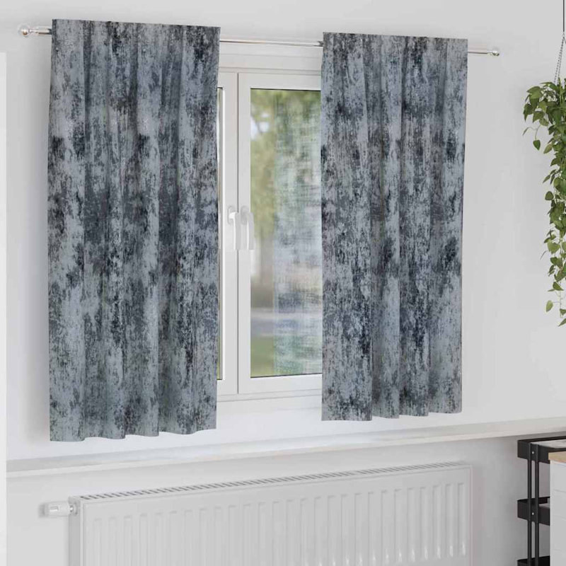 Curtain With Curtains 2 Pcs Velvet, 140cm Width x 175cm Drop, Silver Grey