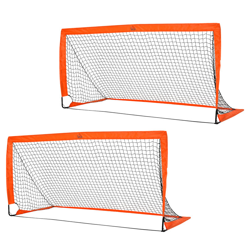 HOMCOM Steel Football Net with Carrying Case, Orange/Black