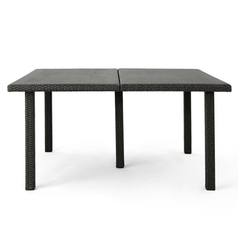 Grey 64" Square Outdoor Table - On Iron Support Frame Dining With Base, Gray