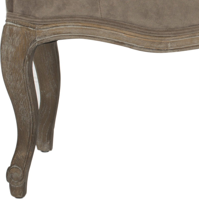 Fleur Linen Upholstered Bench, Mushroom Taupe Velvet