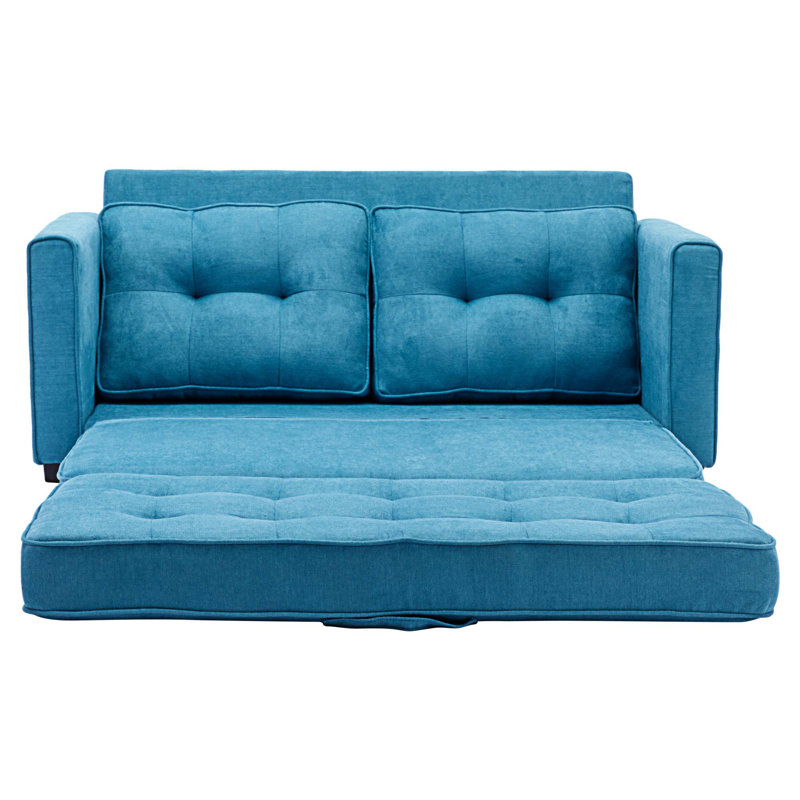 59.4'' Upholstered Sleeper Sofa, Blue Chenille