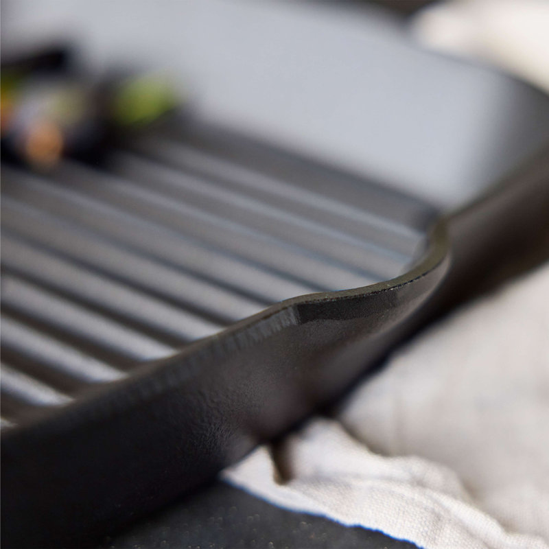 Black Cast Iron 11" Square Grill Pan with Helper Handles