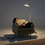Swoop crème 62 po Lampe sur pied DEL arquée contemporaine avec abat-jour intérieur en métal doré unique-137637446