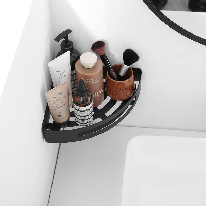 Panier de douche mural en acier inoxydable Oramas, Noir mat