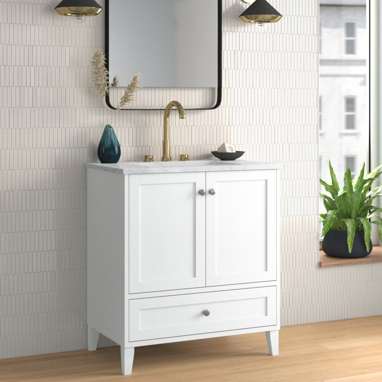 Aleta 30'' Single Bathroom Vanity with Engineered Marble Top