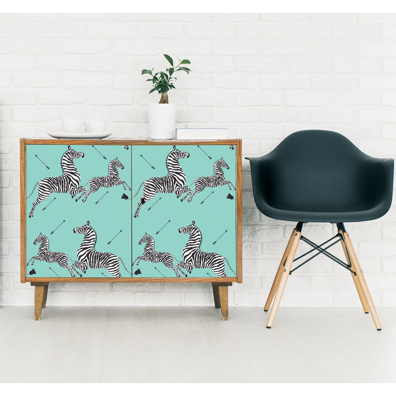 Papier peint adhésif zèbre Safari, Turquoise