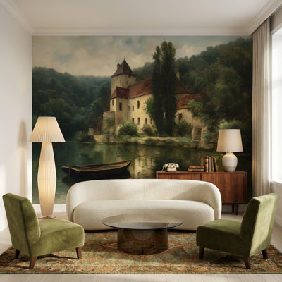 Papier peint rétro, décoration murale rustique traditionnelle