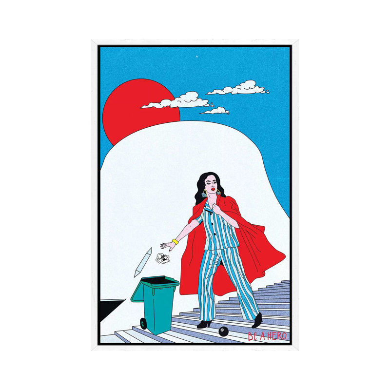 Hero by Cosmo - Print on Canvas, White Framed Canvas, 66.04cm H x 20.32cm W x 3.81cm D