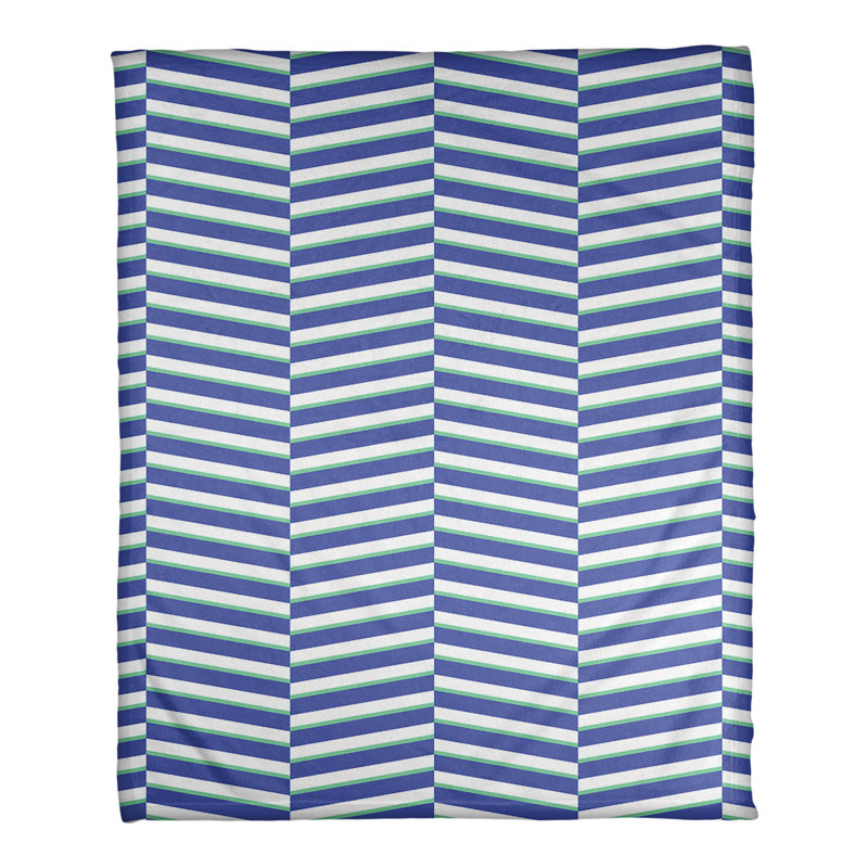 Couverture polaire rayures fracture, l 50 po x L 60 po, Bleu / vert