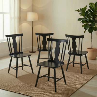 Chaises de salle à manger en bois massif de 17 po de largeur Mid-Century
