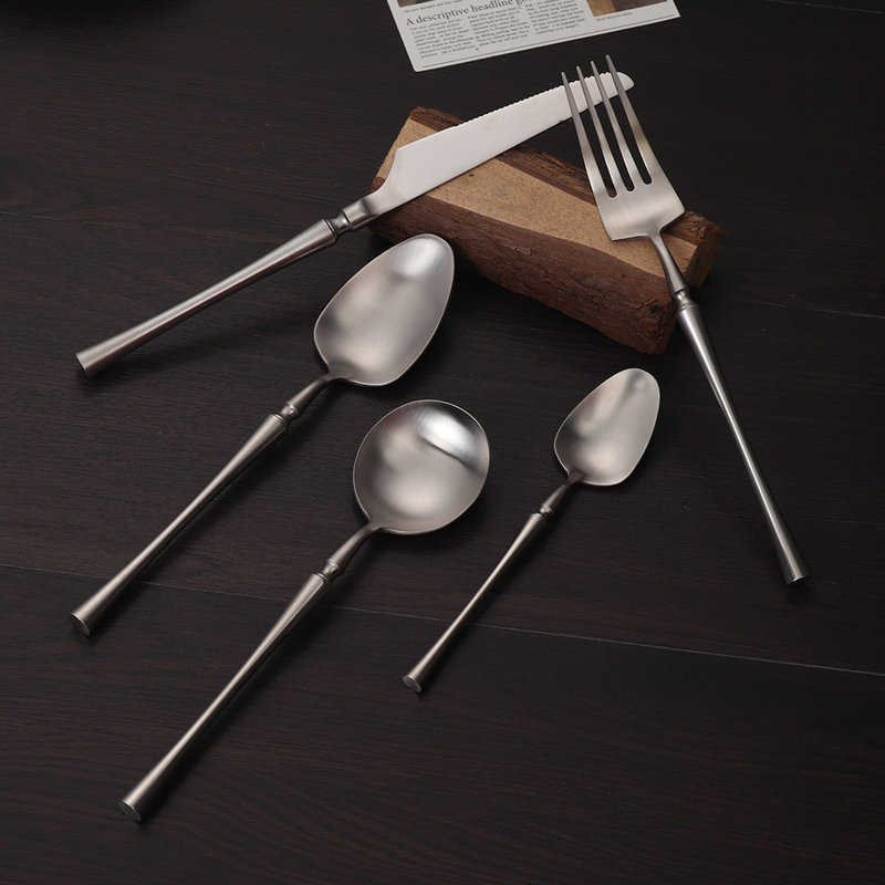 Ensemble 20 pièces d'argenterie mat moderne, couverts en acier inoxydable, service de couverts unique pour 4 personnes, cuillère fourchette incluse