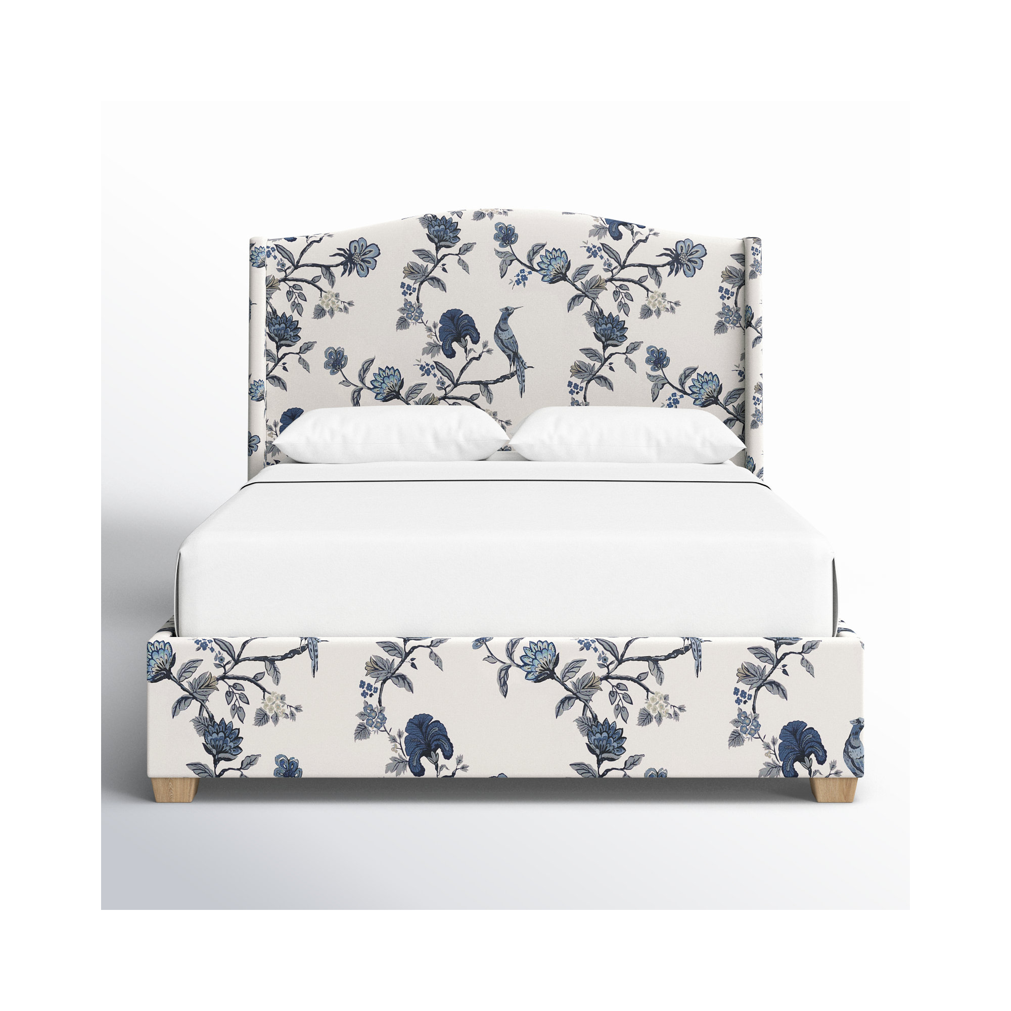 Allis Upholstered Wingback Bed, Queen, Shaana Indigo