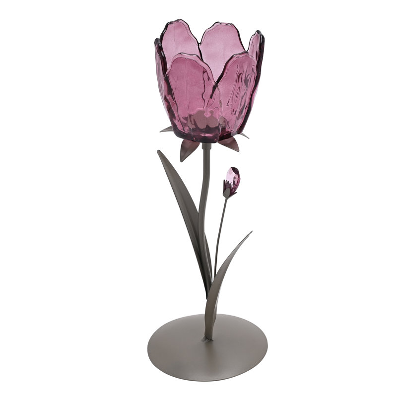 28.5Cm Glass Metal Tabletop Votive Holder