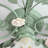 Green Bell Semi-Flush Mount Ceiling Light With White Glass Shade