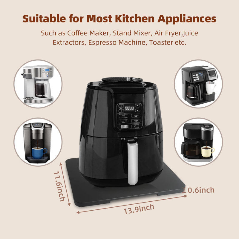 Curseur d'appoint en bambou à 360 ° pour appareils de cuisine, plateau à tapis pour cafetière, plateau coulissant pour comptoir, noir